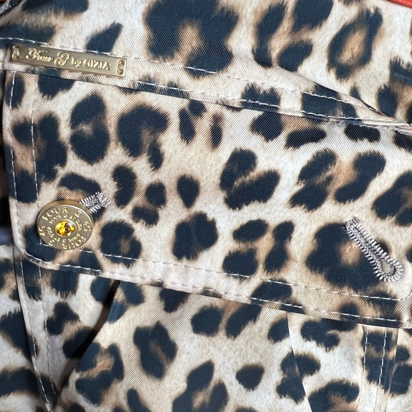 4G by Gizia skirt rhinestones bling buckles cheetah leopard print orange mini - Picture 8 of 8